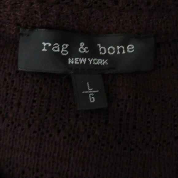 Rag & Bone size Large Long Sleeve Knit Top Basic Crew Neck Open Knit Burgundy - Picture 2 of 5